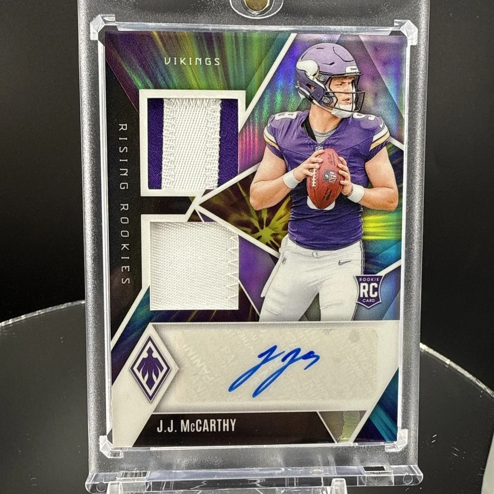 2024 Panini Phoenix Rising Rookies Dual Patch Auto Colorburst J.J. McCarthy /24